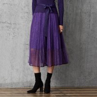 马克华菲女装 百褶半身裙 2019秋季新款中长款镂空半身裙