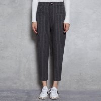 马克华菲女装毛呢九分裤条纹裤冬装2019格子休闲直筒裤