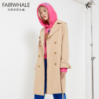 马克华菲女装2019秋新款风衣女中长款外套大衣