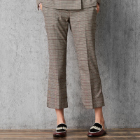 马克华菲女装 直筒西装裤 2019秋季新款千鸟格职业西装裤