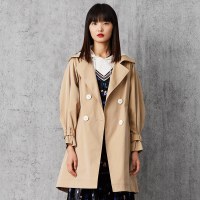 马克华菲女装 长袖连帽风衣 2019秋季新款中长款外套