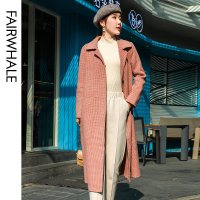 马克华菲女装2019冬新款双面呢大衣中长款廓形大衣外套显瘦韩版