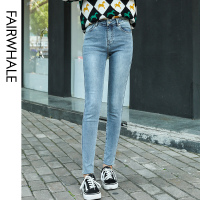 马克华菲女装2019新款秋冬韩版chic紧身女牛仔裤子高腰显瘦小脚裤