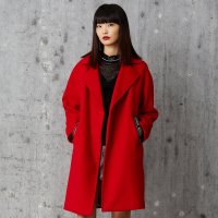 马克华菲女装2019冬西装领小个子毛呢外套女中长款风衣式呢大衣