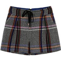 马克华菲女装 格子毛呢休闲短裤 2019冬季新款羊毛短裤女