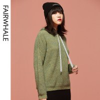 马克华菲女装2019新款秋冬韩版休闲短款宽松连帽套头针织衫卫衣女
