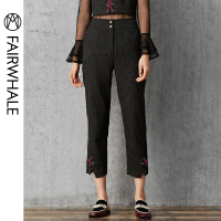马克华菲女装2019秋休闲女裤九分裤女休闲显瘦烟筒裤