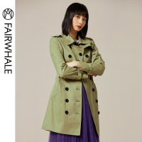 马克华菲女装2019秋风衣女英伦风双排扣风衣外套中长款