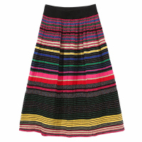 马克华菲女装2020春新撞色横条亮丝高压压褶欧美混搭半身裙