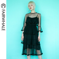 马克华菲女装2020春网纱波点连衣裙春两件套超仙网纱裙法式