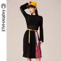 马克华菲女装2020春季中长款百褶裙 时尚百搭裙