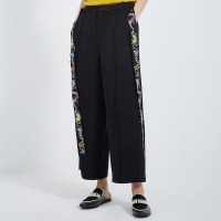 马克华菲女装2020春飘带刺绣中国风垂坠质感气质阔腿裤休闲裤