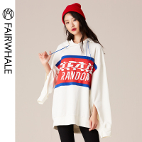 马克华菲华女装 连帽潮流卫衣 2020春新款中长款字母印花卫衣