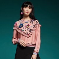 马克华菲女装2020春新款卫衣女中国风刺绣卫衣