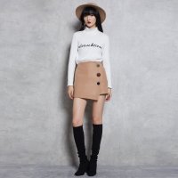 马克华菲女装卡其色不规则半身裙裤2020春韩版A字包臀短裙