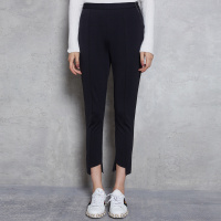 马克华菲女装裤子2020春黑色休闲裤女侧开拉链九分裤