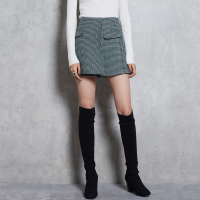 马克华菲女装2020春韩版羊毛呢半身裙呢子高腰刺绣a字包臀短裙