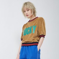 马克华菲女装2019新款潮女装短袖T恤字母印花宽松上衣