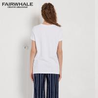 马克华菲女装2019夏短袖圆领字母印花T恤女