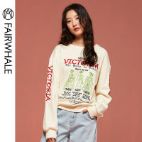 马克华菲女装2020春春新款刺绣卫衣女ins潮圆领 休闲上衣