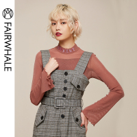 马克华菲女装2020春薄款针织衫内搭上衣喇叭袖针织上衣女