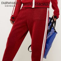 马克华菲女装2020春新款时尚休闲裤运动风针织裤