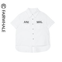 马克华菲女装2019夏短袖衬衫女白衬衫休闲上衣女