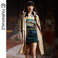 马克华菲女装2020春新款风衣外套中长款大衣宽松外套女