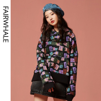 马克华菲女装2020春韩版印花卫衣女连帽街头风套头衫商场直发