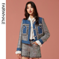 马克华菲女装2020年春季小香风粗花呢毛边短裤女直筒商场直发