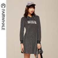 马克华菲女装2020春针织连衣裙长袖修身连衣裙女内搭裙子