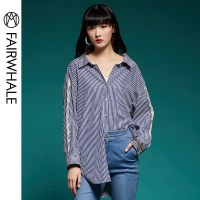 马克华菲女装2020春衬衫女长款宽松衬衫bf风长袖衬衫