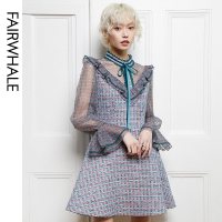 马克华菲女装2020新款春小香风连衣裙法式气质收腰修身裙子女礼服