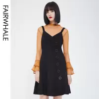 马克华菲女装2020背带修身连衣裙学生韩版女连衣裙女修身