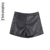 马克华菲女装2020新款显瘦pu皮皮裤女短裤高腰百搭