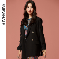 马克华菲女装2020年春季新款chic黑色西装外套女西服上衣商场直发