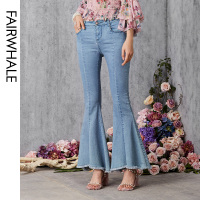 马克华菲女装2020年春季新款浅色牛仔裤喇叭裤女显瘦裤子时尚长裤