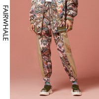 马克华菲女装2020春新款印花休闲裤女潮ins运动风束脚裤商场直发