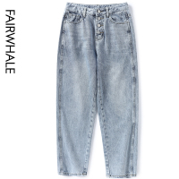 马克华菲女装2020春新款萝卜裤女高腰显瘦宽松老爹裤哈伦牛仔裤