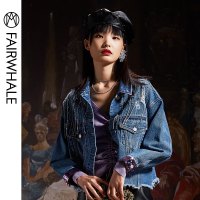 马克华菲女装2020春新款牛仔外套女韩版水洗短款牛仔服夹克