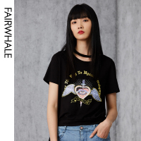 马克华菲女装2020年春夏新款短款收腰白色T恤女洋气清新少女内搭