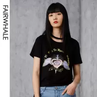 马克华菲女装2020年春夏新款短款收腰白色T恤女洋气清新少女内搭