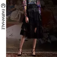 马克华菲女装2020春新款网纱半身裙高腰半身长裙
