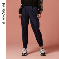 马克华菲女装2020春新款深色牛仔工装裤女九分束脚哈伦裤商场直发