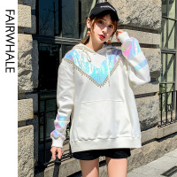 马克华菲女装2020年春新款白色卫衣女潮ins薄款宽松外套商场直发