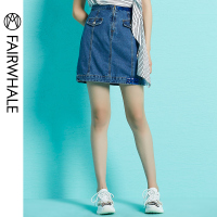 马克华菲女装2019夏季新款时尚半身裙A字裙牛仔半身裙