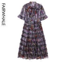 马克华菲女装2020年夏新款女神范衣服时尚潮流印花连衣裙修身长裙