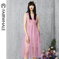 马克华菲女装旗舰店2019夏网纱连衣裙超仙中长款连衣裙