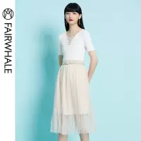 马克华菲女装2019夏新品网纱半身裙高腰半身裙女超仙网纱裙