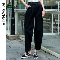 马克华菲女装2020夏新款牛仔裤女老爹裤烟管九分裤显瘦高腰牛仔裤